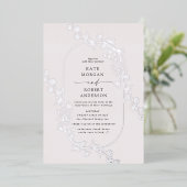 Geschetste Modern Floral Wedding Folie Uitnodiging (Staand Voorkant)