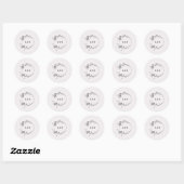 Geschetste Moderne Bloemen Monogram Bruiloft Ronde Sticker (Vel)