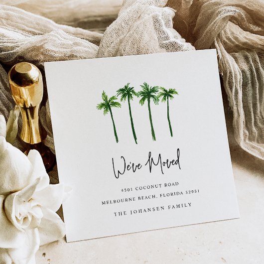 Geschetste palmbomen Adreswijziging verhuizing Aankondiging