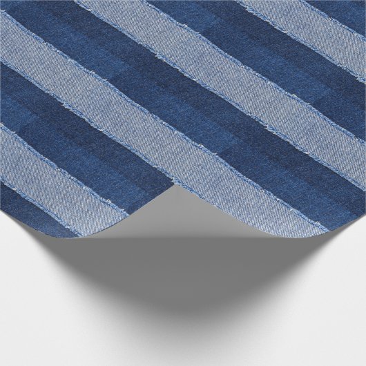 Gescheurd denim: blauwe jeans stof. cadeaupapier (Hoek)