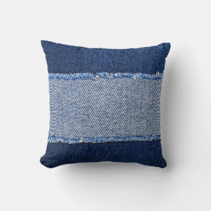 Gescheurd denim: blauwe jeans stof. kussen