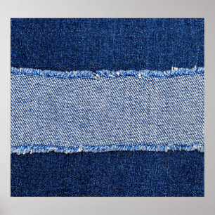 Gescheurd denim: blauwe jeans stof. poster