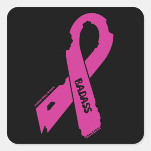 Gescheurd lint/bas...Borstkanker Vierkante Sticker