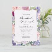 Gescheurd papier lila bloem waterverf bruidsbrunch kaart (Staand voorkant)