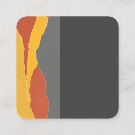 gescheurd papier modern abstract sinaasappel en gr vierkante visitekaartje (Achterkant)