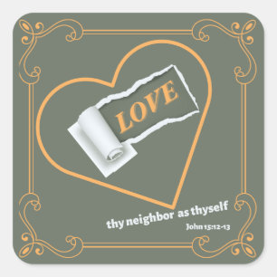 Gescheurd papier over "LIEFDE" Vierkante Sticker