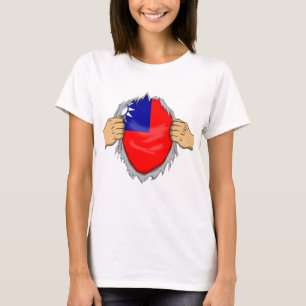 Gescheurd shirt met Taiwanese vlag erin