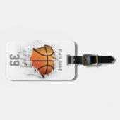 Gescheurde Basketbal (wit gepersonaliseerd) Bagagelabel (Voorkant horizontaal)