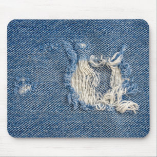 Gescheurde blauwe denim muismat