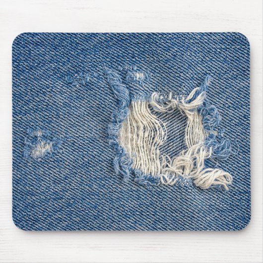 Gescheurde blauwe denim muismat (Voorkant)