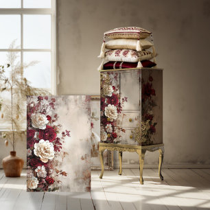 Gescheurde bloemen, Franse chic, rozen & pioen Tissuepapier