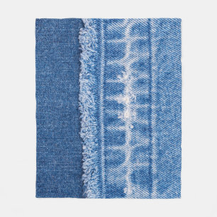 Gescheurde denim: Dubbele Blauwe Jeans Lijst Fleece Deken