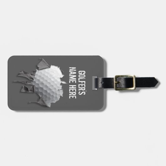 Gescheurde golfbal (gepersonaliseerd) bagagelabel (Voorkant horizontaal)