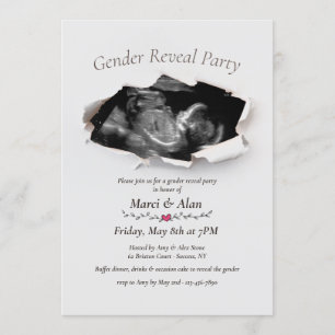 Gescheurde randen Fotogender Reveal Party Invitati Kaart