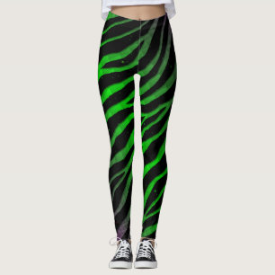 Gescheurde ruimte-tijd strepen - Paars/Groen Leggings