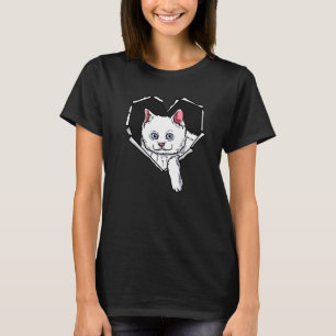 Gescheurde Stof Kat Gezicht Gescheurd Gat Hart Kat T-shirt