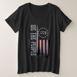 Gescheurde vlag We The People 1776 Grote Maat T-shirt
