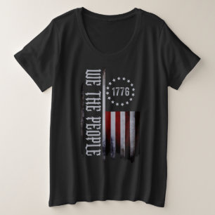 Gescheurde vlag We The People 1776 Grote Maat T-shirt