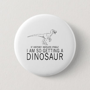 Geschiedenis en dinosaurussen ronde button 5,7 cm