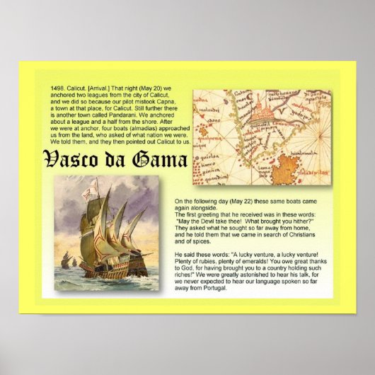 Geschiedenis, Explorers, Vasco da Gama Poster (Voorkant)