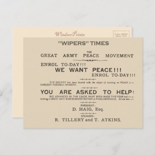 Geschiedenis, Facsimile header van Wipers Times 19 Briefkaart (Voorkant / Achterkant)