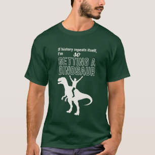 Geschiedenis Herhaalt Grappige Dinosaur T-Rex Ruit T-shirt