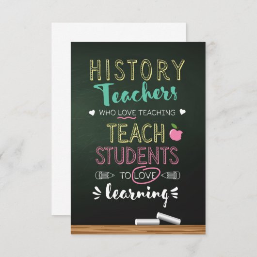 Geschiedenis Leraren die van onderwijs houden Bedankkaart (Voorkant / Achterkant)
