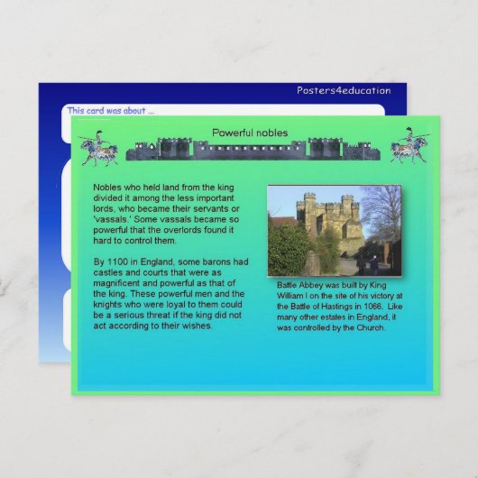 Geschiedenis, middeleeuwen, krachtige nobles briefkaart (Voorkant / Achterkant)