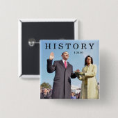 GESCHIEDENIS: Obama zingt in de openingsceremonie Vierkante Button 5,1 Cm (Voorkant /achterkant)