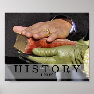 GESCHIEDENIS: President Obama Hand over de Bijbel Poster
