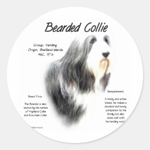 Geschiedenis van Bearded Collie; Love Bearded Coll Ronde Sticker
