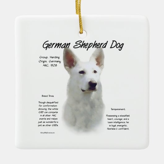 Geschiedenis van de Duitse herderhond (wht) Keramisch Ornament (Voorkant)