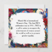 Geschiedenis van Internationale Vrouwendag Kaart (Achterkant)