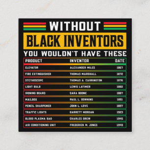 Geschiedenis van vergeten zwarte uitvinders vierkante visitekaartje