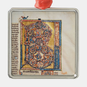 Geschiedeniseerd initiaal B, waarin koning David w Metalen Ornament