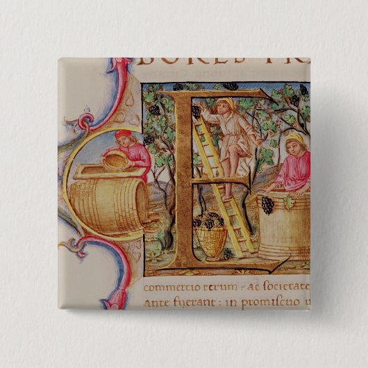 Geschiedeniseerd initiaal "E" voor het afschildere Vierkante Button 5,1 Cm (Voorkant)