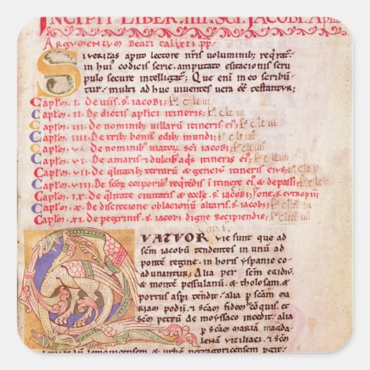 Geschiedeniseerd initiaal 'Q', dat drie afbeelding Vierkante Sticker (Voorkant)