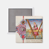 Geschiedeniseerd initiaal V-afbeelding Magneet (Voorkant / Achterkant)