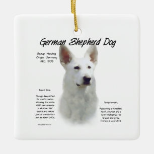 Geschiedenisontwerp Duitse herder (wht) Keramisch Ornament
