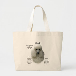 Geschiedenisontwerp poodle (wht) grote tote bag