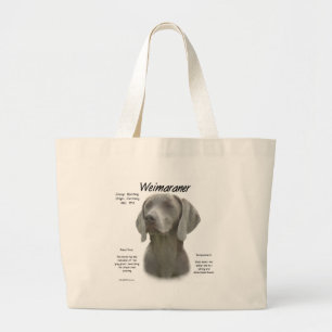 Geschiedenisontwerp weimaraner grote tote bag
