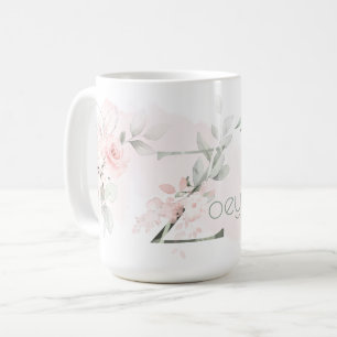 Geschikte blauwe roze roze monogram letter Z Koffiemok