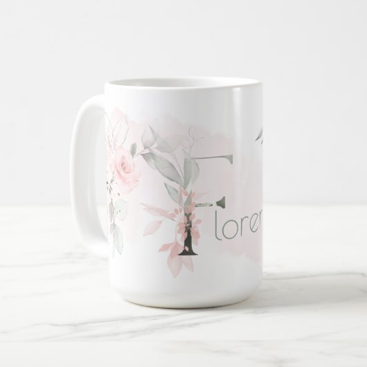 Geschikte zwarte roze monogram letter F Koffiemok (Voorkant links)