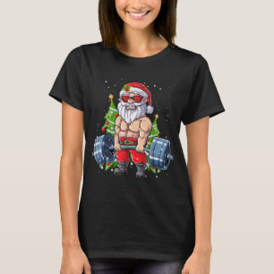 Geschiktheid bij gewichten Gym Deadlift kerstman C T-shirt