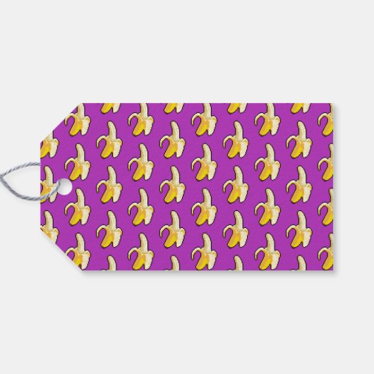 Geschilde gele banaan pixel art patroon cadeaulabel (Achterkant Horizontaal)
