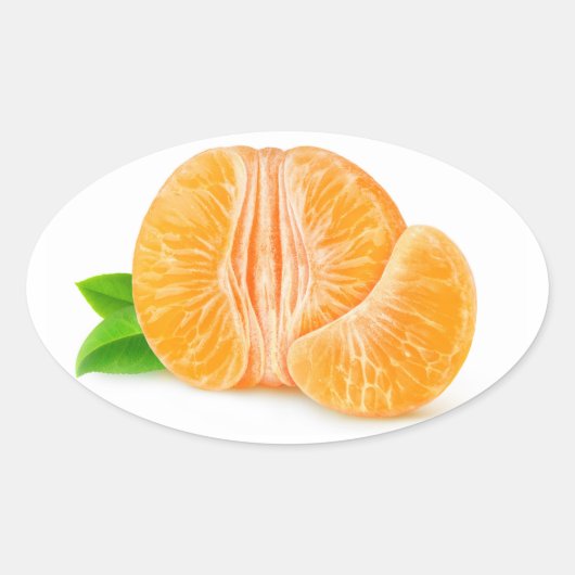 Geschilde tangerine ovale sticker (Voorkant)