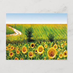 geschilde zonnebloemen briefkaart