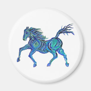 Geschilderd Blauw Paard Magneet