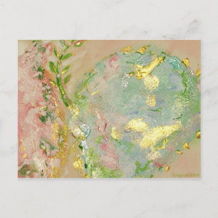 Geschilderd bord roze, goud en blauw briefkaart