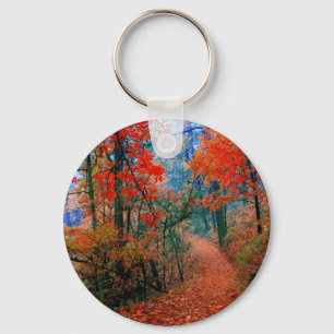 Geschilderd bos herfst vlam aquarel cadeaus sleutelhanger
